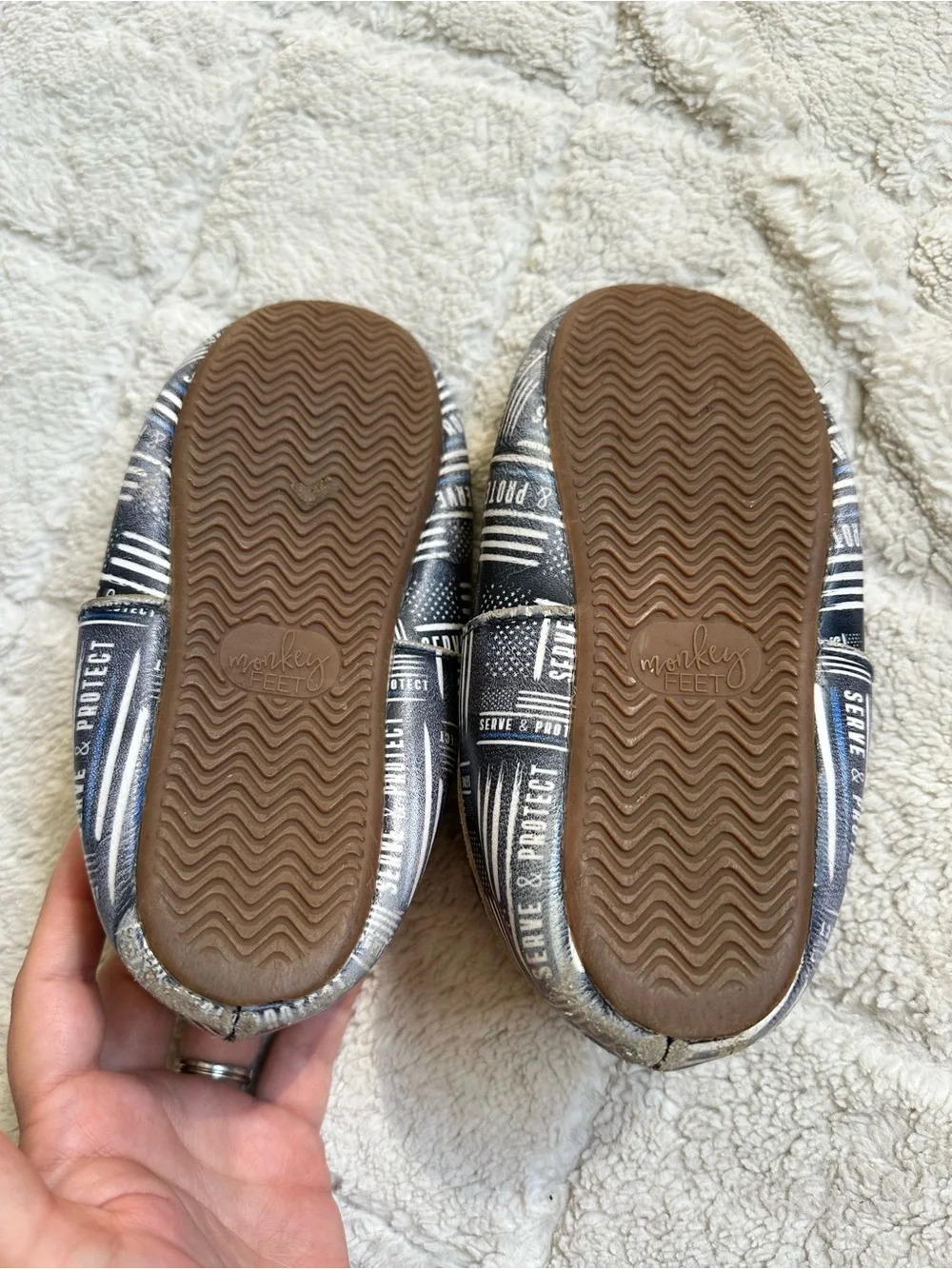 Monkey Feet | Thin Blue Line Serve and Protect Moccasins | Size 5-6Y